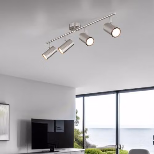Globo Lighting Modern Silver 4-Bulb Adjustable Ceiling Spotlight with 4x GU10 Sockets, W/D/H: 60 x 8 x 14.5 cm – 2