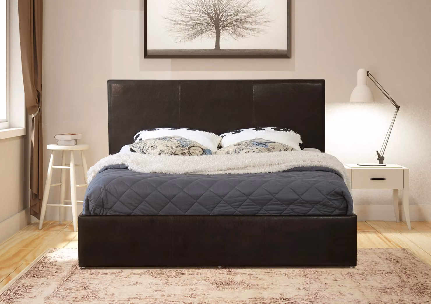Modernique Ottoman Single Storage Bed in Black Faux Leather with Gas Lift Base, W/D/H: 90 x 190 cm – 3