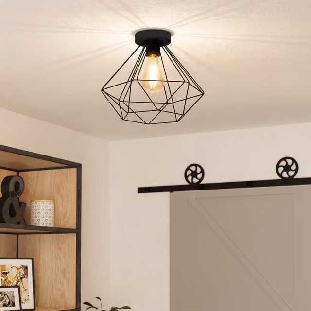 Eglo Tarbes Metal Geometric Ceiling Light in Black