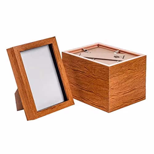 Nicola Spring Pack of 5 Modern Rectangular 3D Shadow Box Photo Frames in Brown Wood, 5 x 7 inch