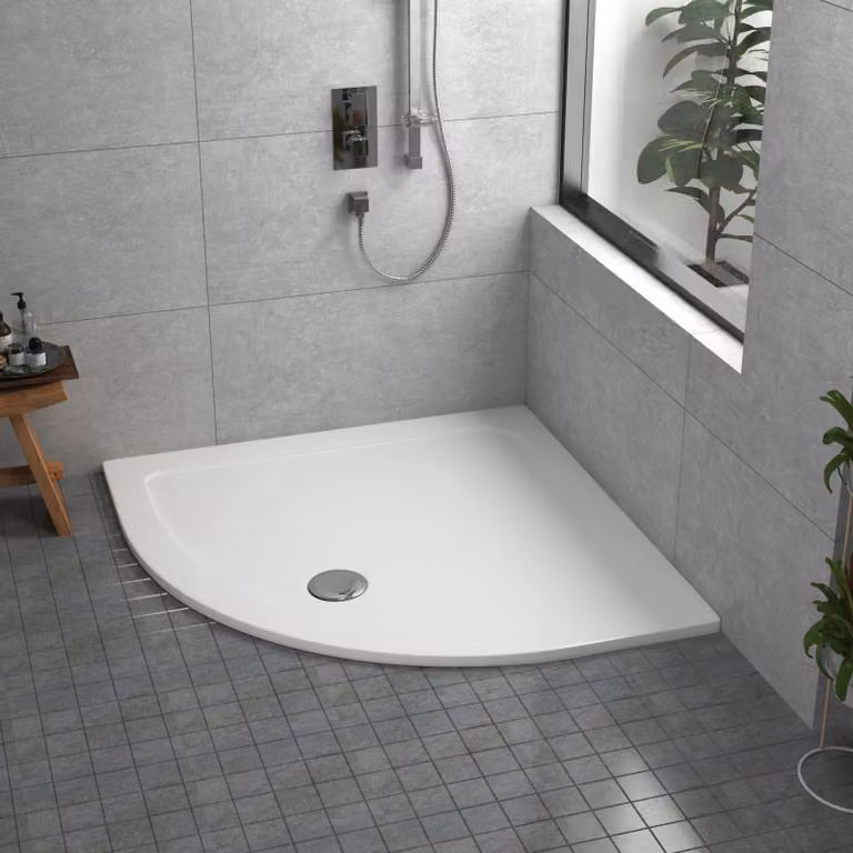 Apex White Mineral Cast Quadrant Stone Shower Tray W/D: 90 x 90 cm, Height: 3 cm