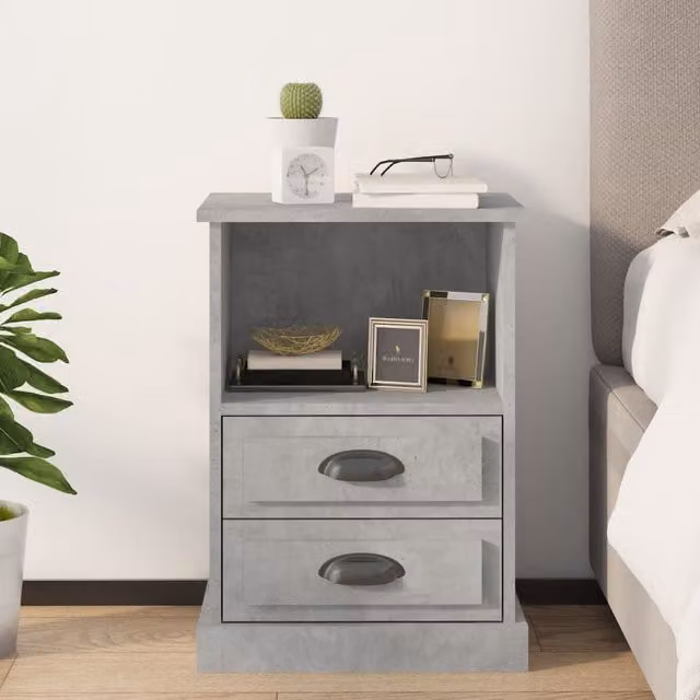 Berkfield Home Bedside Cabinet in Grey, W/D/H: 43 x 36 x 60 cm – 1