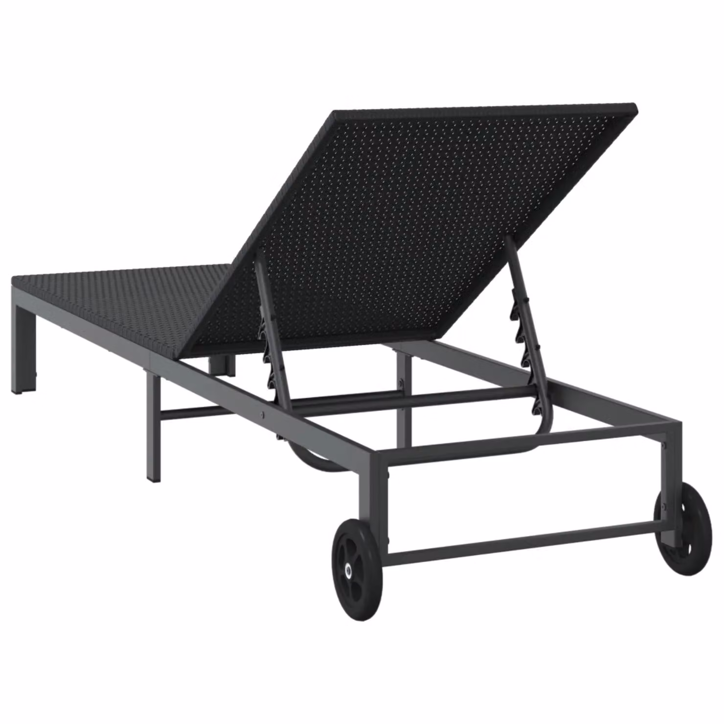 Berkfield Home Black Poly Rattan Sunbed with Wheels – 5