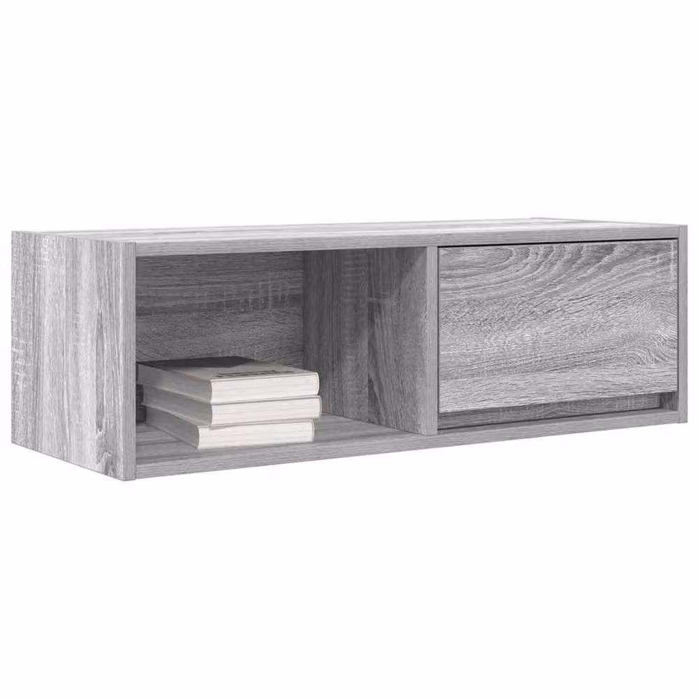 Berkfield Home Modern Grey Sonoma TV Cabinet W: 80 cm, D: 31 cm, H: 25.5 cm – 3