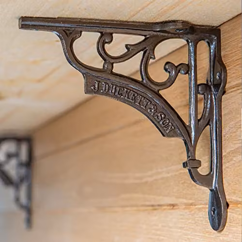 Hammer and Tongs Ornate Iron Shelf Bracket in Matt Black, Depth: 150 mm – 5