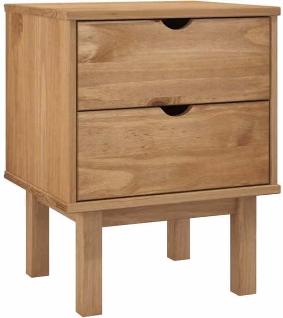 Berkfield Home OTTA Bedside Cabinet in Brown Solid Pine Wood W/D/H: 46 x 39.5 x 57 cm