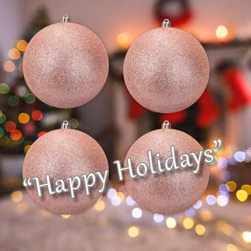 VFM e-Store Set of 4 Gold Abstract Flower Christmas Bauble Hanging Tree Ornaments, Diameter: 7 cm – 5