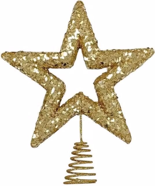 KDMD Gold Glitter Star Christmas Tree Topper, 2 Pack