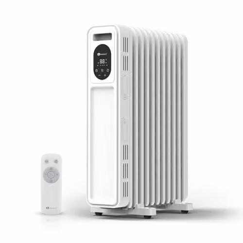 PureMate 2300W White Oil Filled Radiator with Remote Control