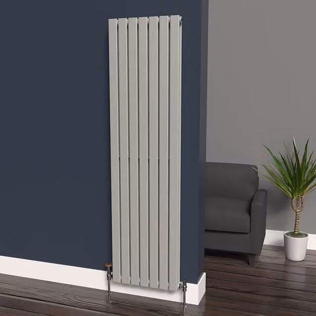 Lux Heat Flat Coloured Vertical Radiator in Dove Grey, H 180 cm x W 49 cm
