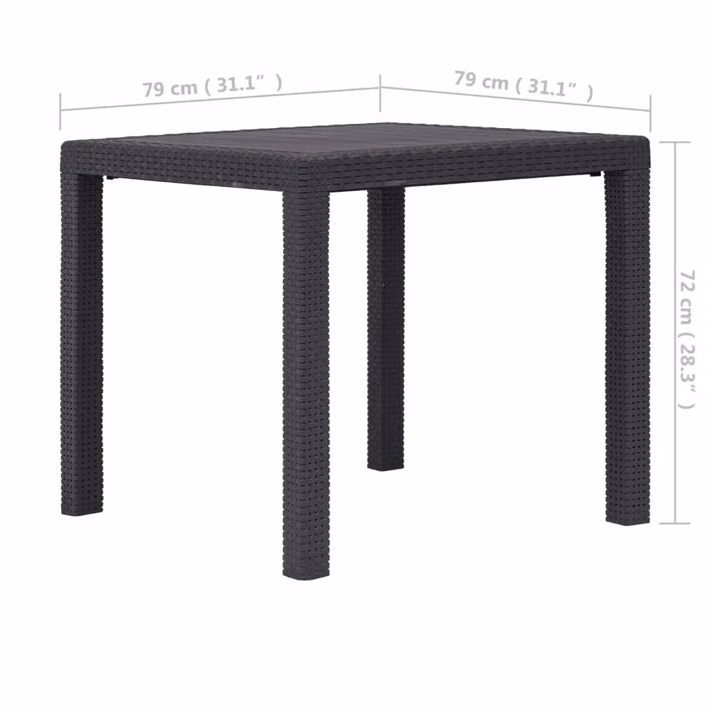 Berkfield Home Garden Table in Brown Plastic Rattan Look, W/D/H: 79 x 79 x 72 cm – 4