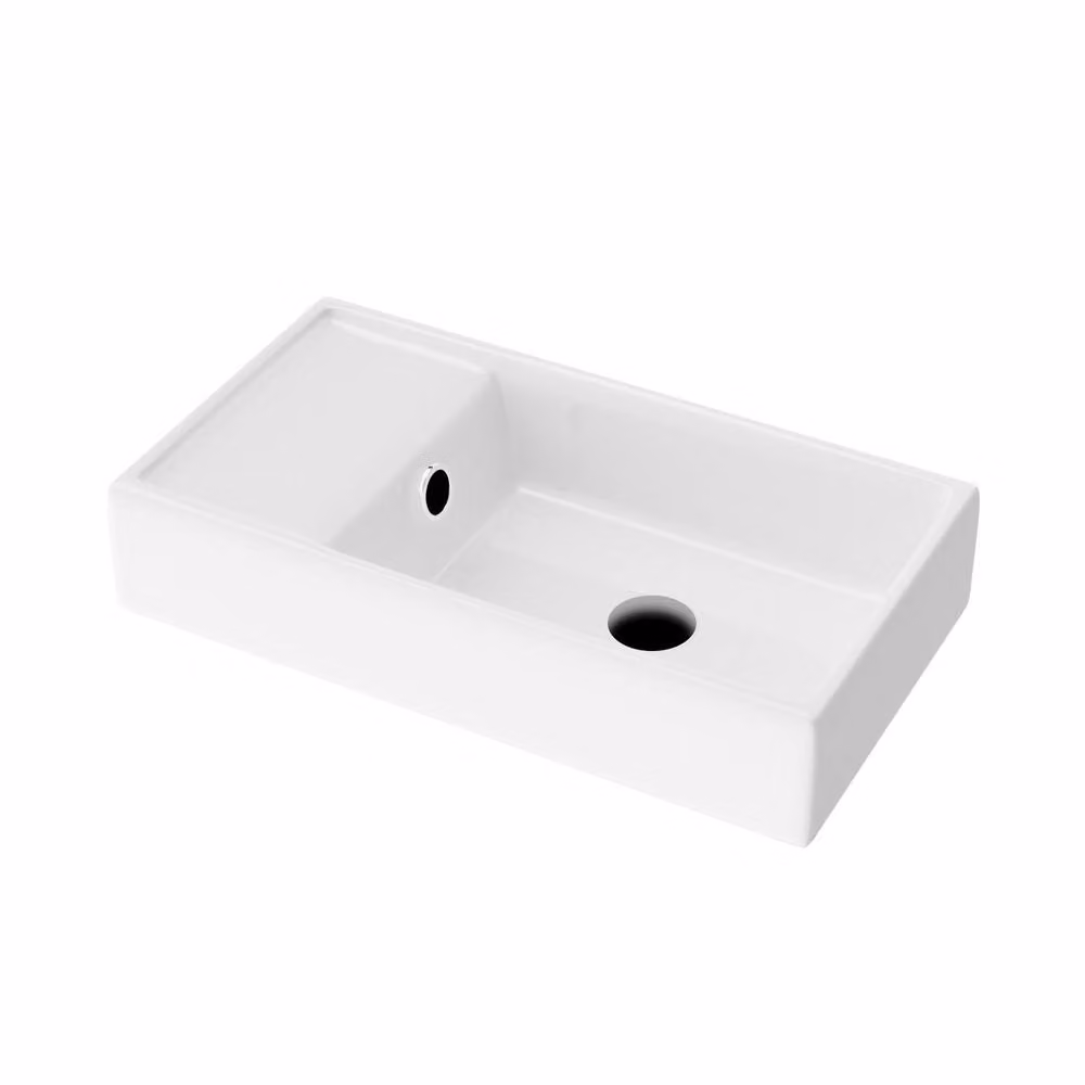 Nes Home White Ceramic Rectangular Countertop Basin with 1 Tap Hole W/D/H: 40 x 83 x 40 cm – 2