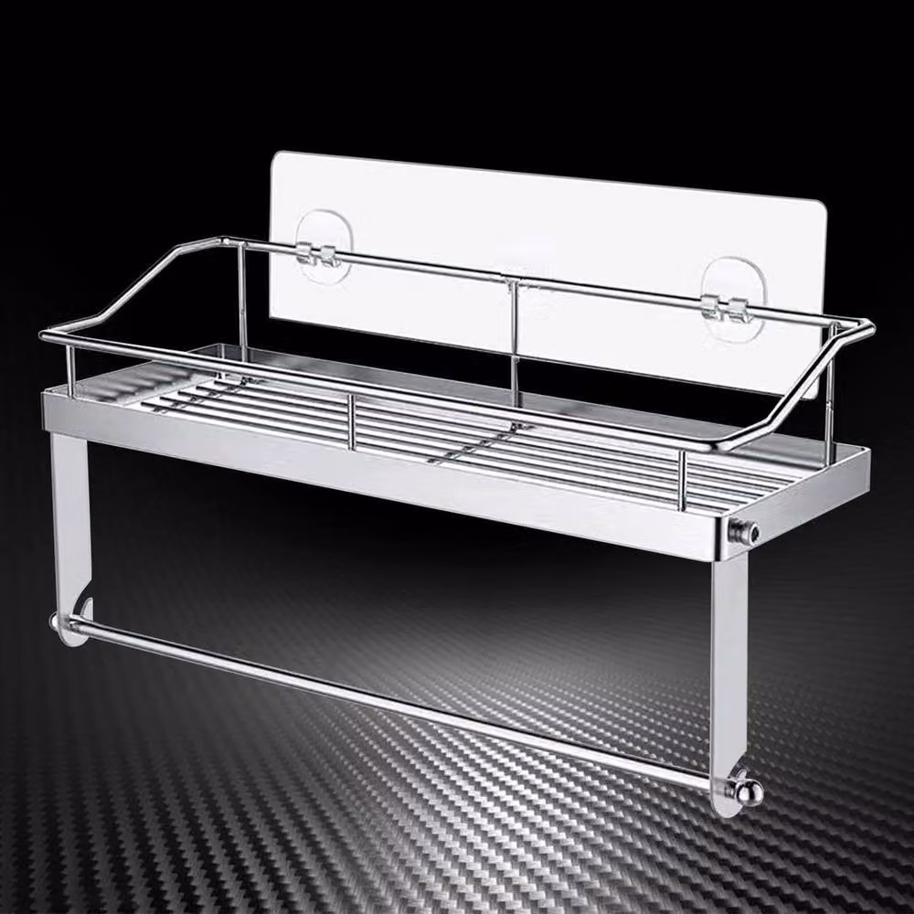 Kelvenix Stainless Steel Adhesive Paper Towel Holder with Shelf, Silver – 3
