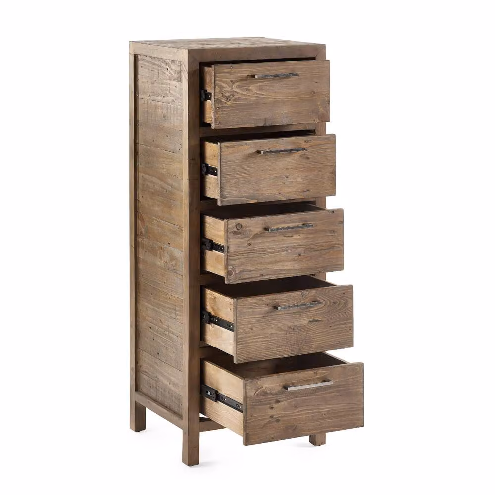 Cheshire Premium Legacy 5 Drawer Tallboy in Beige and Brown Wood – 2