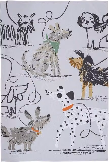 Ulster Weavers Brush Paint Art Dogs Cotton Tea Towel in Grey, W: 74 cm, H: 48 cm