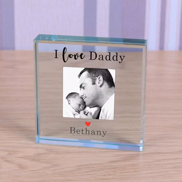 Uniqueful Personalised Love Daddy Glass Token in Transparent and Beige