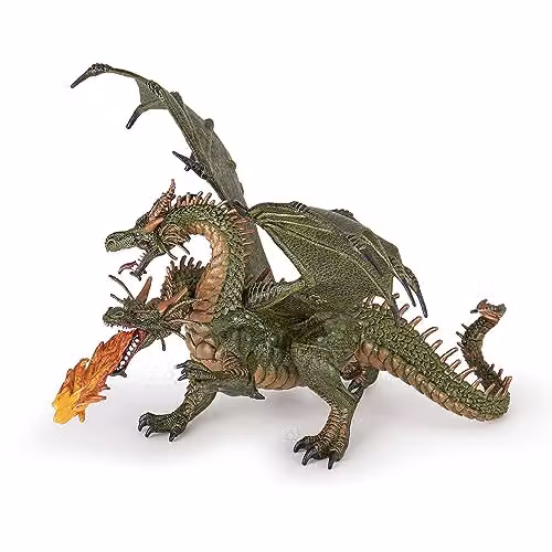 PAPO Large Two-Headed Dragon Figurine, Green and Multicolour, Fantasy Collection, W/D/H: 19 x 19 x 19 cm