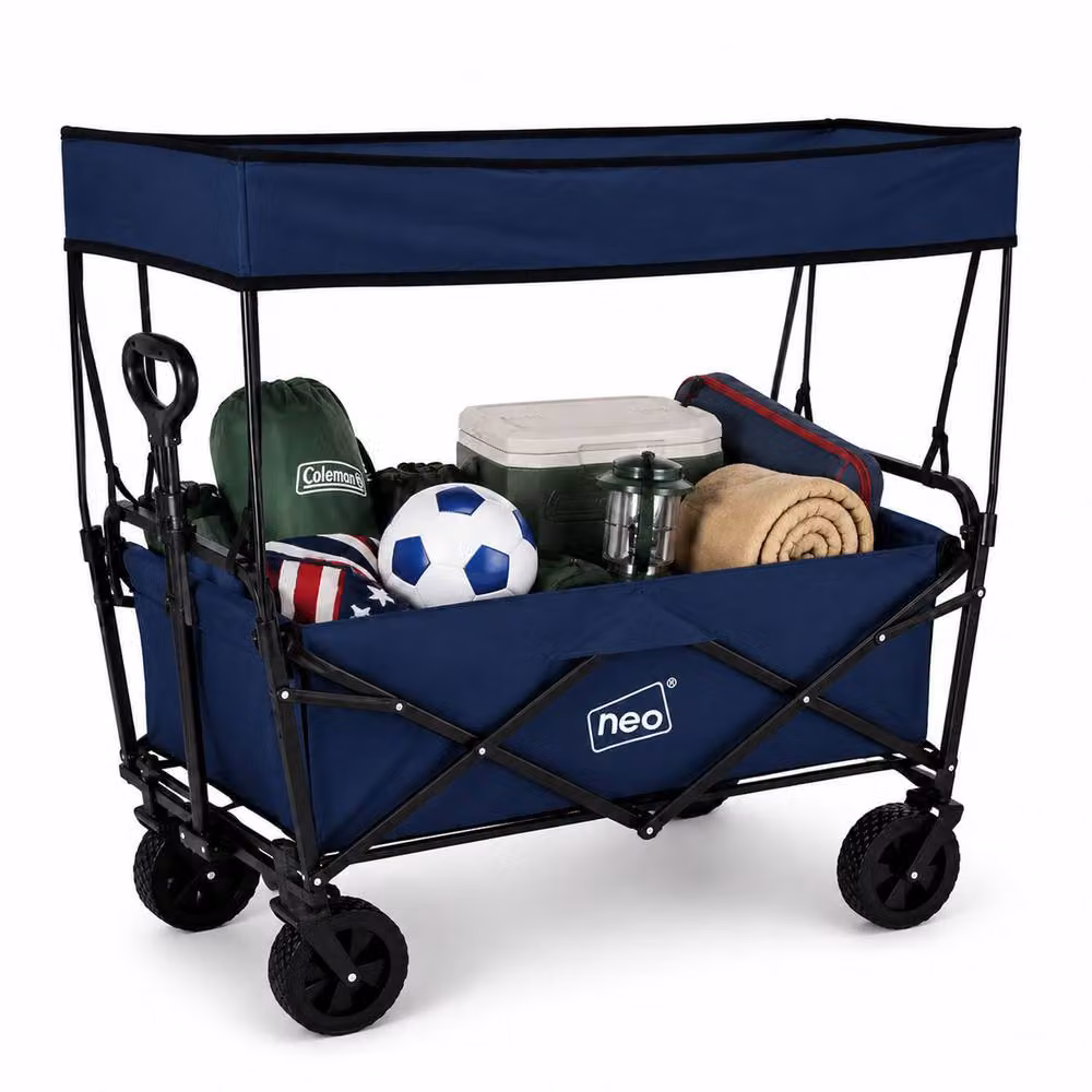 Neo Folding Garden Cart with Canopy in Mid Navy Blue, 140L Capacity – 9