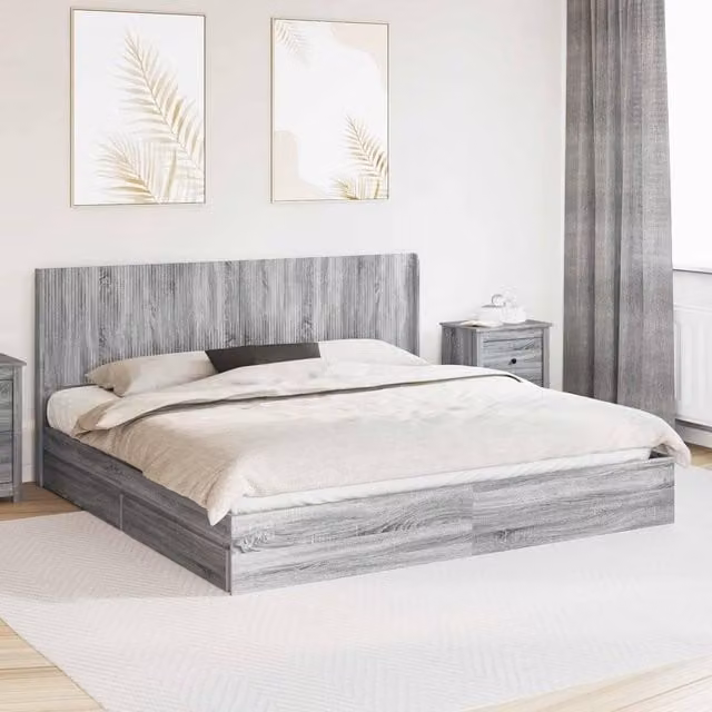 Berkfield Home Bed Frame with Headboard and Lift Up Storage, Grey Sonoma, W: 180 cm, L: 200 cm