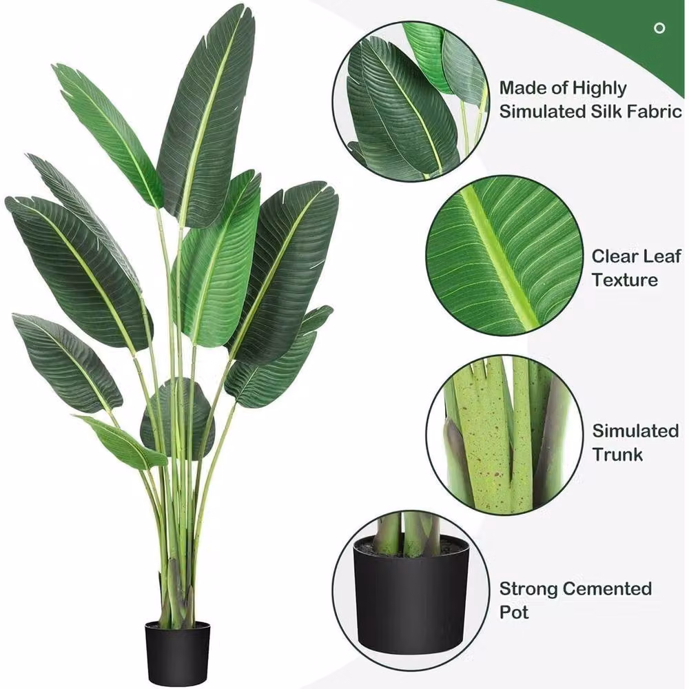 VOGREX Large Artificial Banana Tree Potted Fake Plant in Green, Height: 152.4 cm – 3