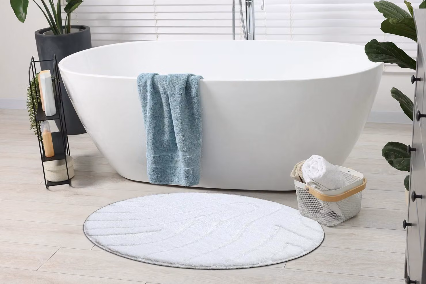 RugsX White Round Bath Mat, Diameter: 100 cm – 2