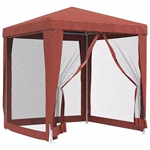 vidaXL Party Tent in Red with 4 Mesh Sidewalls, W/D/H: 200 x 200 x 240 cm