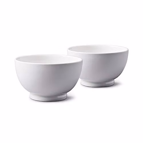 WM Bartleet & Sons 1750 Set of 2 White Porcelain Individual Soup, Cereal, Rice, Noodle and Salad Bowls, Diameter: 14 cm – 1
