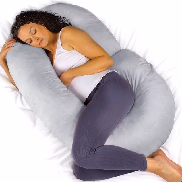 Aamira Light Grey C Shape Memory Foam Pregnancy Maternity Pillow, W/D/H: 140 x 65 x 20 cm – 1