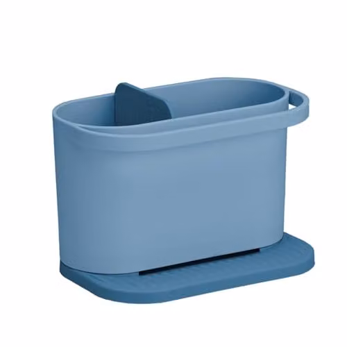 ReBorn Recycled Kitchen Sink Organiser with Two Compartments and Integrated Dishcloth Rail in Avon Blue – 1