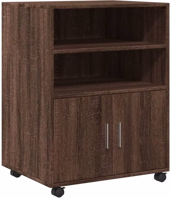 Berkfield Home Modern Rolling Cabinet in Brown Oak, W/D/H: 60 x 48 x 81 cm