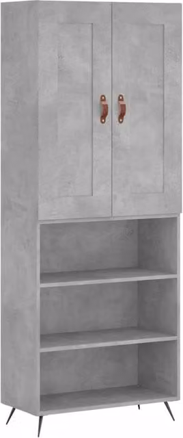 Berkfield Home Highboard in Concrete Grey, W/D/H: 69.5 x 34 x 180 cm – 1