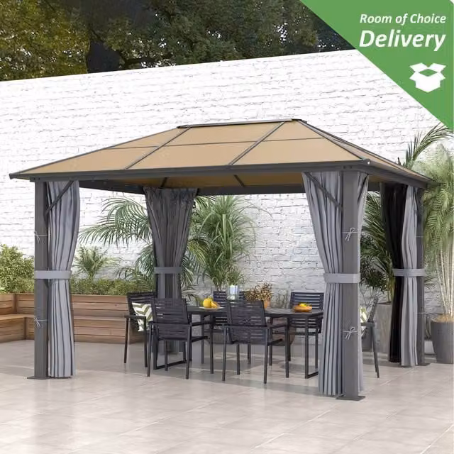 Outsunny Modern Hip Roof Outdoor Patio Gazebo in Grey, 360 cm