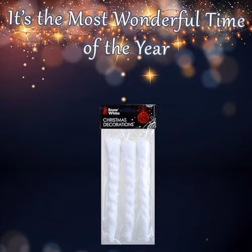 VFM e-Store White Icicle Christmas Hanging Decorations, Pack of 3, 20 cm – 4