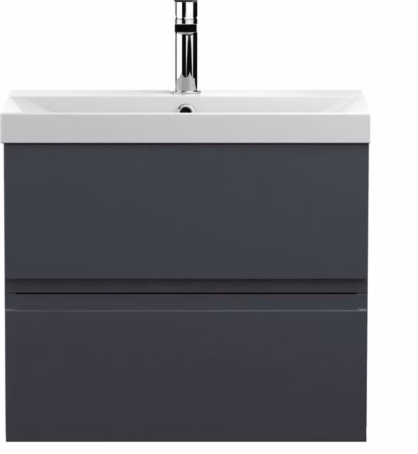 Balterley Mavesyn 2 Drawer Wall Hung Vanity Basin Unit, Grey, W: 60 cm, D: 50 cm – 1