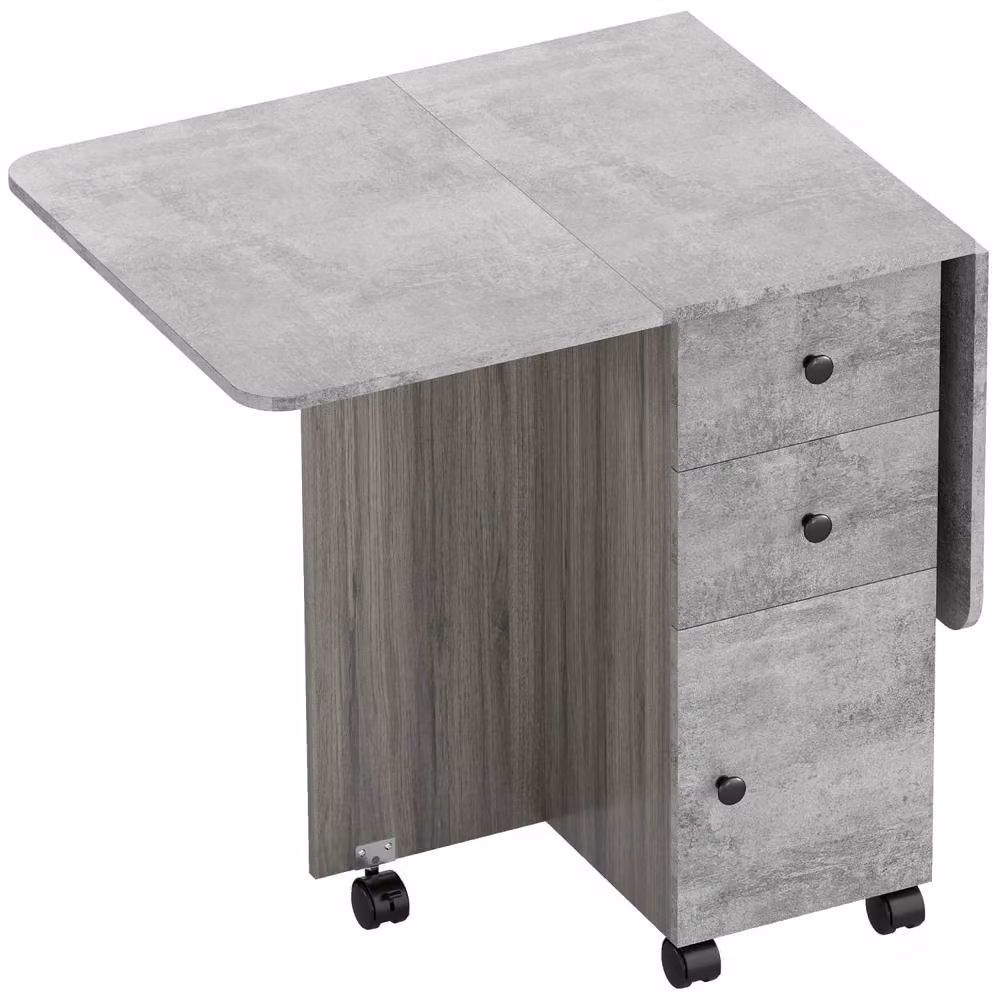 Wyld Haus Dorette Grey Drop Leaf Dining Table with Storage W/D/H: 60 x 60 x 76.5 cm – 2