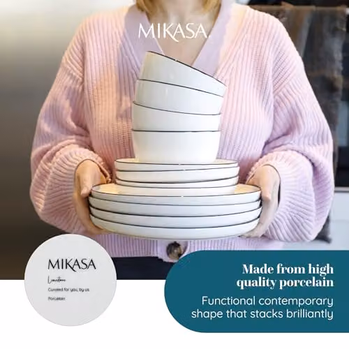 Mikasa Limestone 12pc White Porcelain Dinner Service for 4 Adults – 4