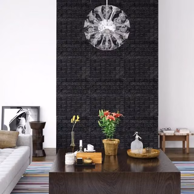 Berkfield Home 3D Self-adhesive Brick Wallpaper, 10 Pieces, Black – 1