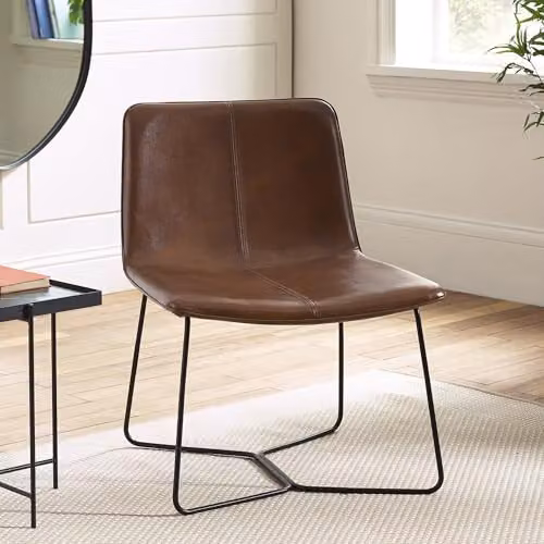 Julian Bowen Joren Brown Synthetic Leather Lounge Chair with Armrests – 2