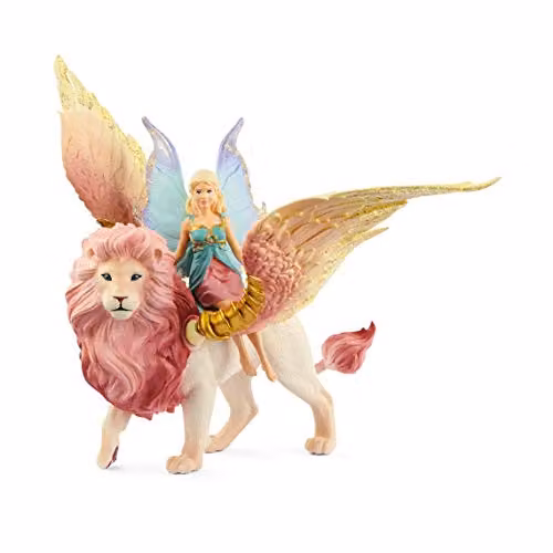 Schleich bayala Fairy in Flight on Winged Lion Pink and Multicolour Fantasy Animal Figure – 1