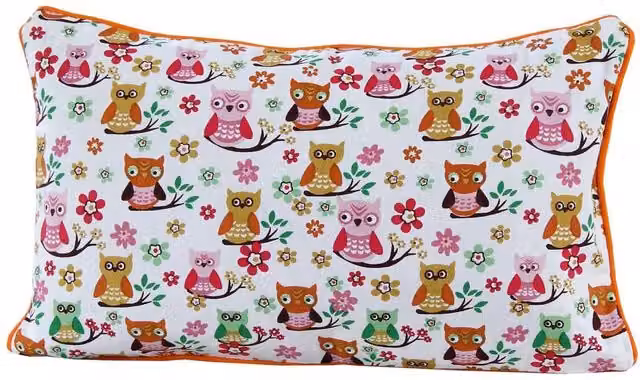 Homescapes Cotton Owl Cushion Cover in Red and Multicolour, W/H: 50 x 50 cm