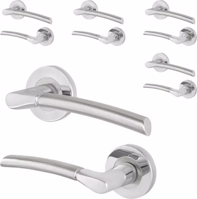 AFIT Chrome Door Handle with Satin Nickel Feature Lever for Internal Use, Silver, 150 x 150 mm