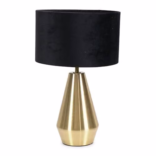 ValueLights Gold Metal Touch Dimmer Table Lamp with Black Fabric Shade – 1