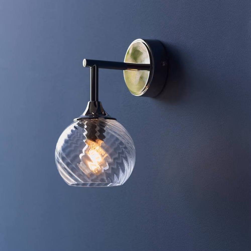 Netlighting Allegra Glass Shade Wall Lamp in Silver with Transparent Sphere – 2