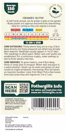 Mr Fothergill's Oh Sow Simple Coriander Green Herb Vegetable Seeds – 2