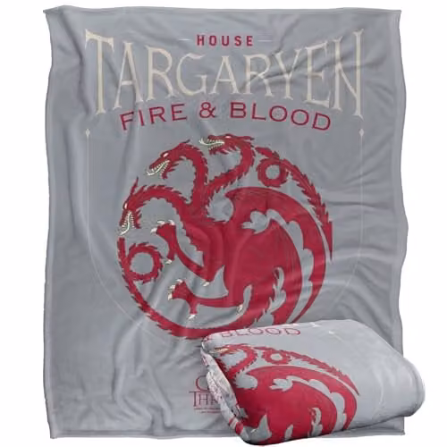 Warner Bros. Game of Thrones House Targaryen Sigil Super Soft Fleece Throw Blanket, Multicolour, W/D/H: 152.4 x 127.0 x 1.0 cm