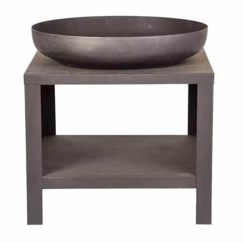 Esschert Black Fire Bowl with Wooden Compartment, Diameter: 60 cm – 2