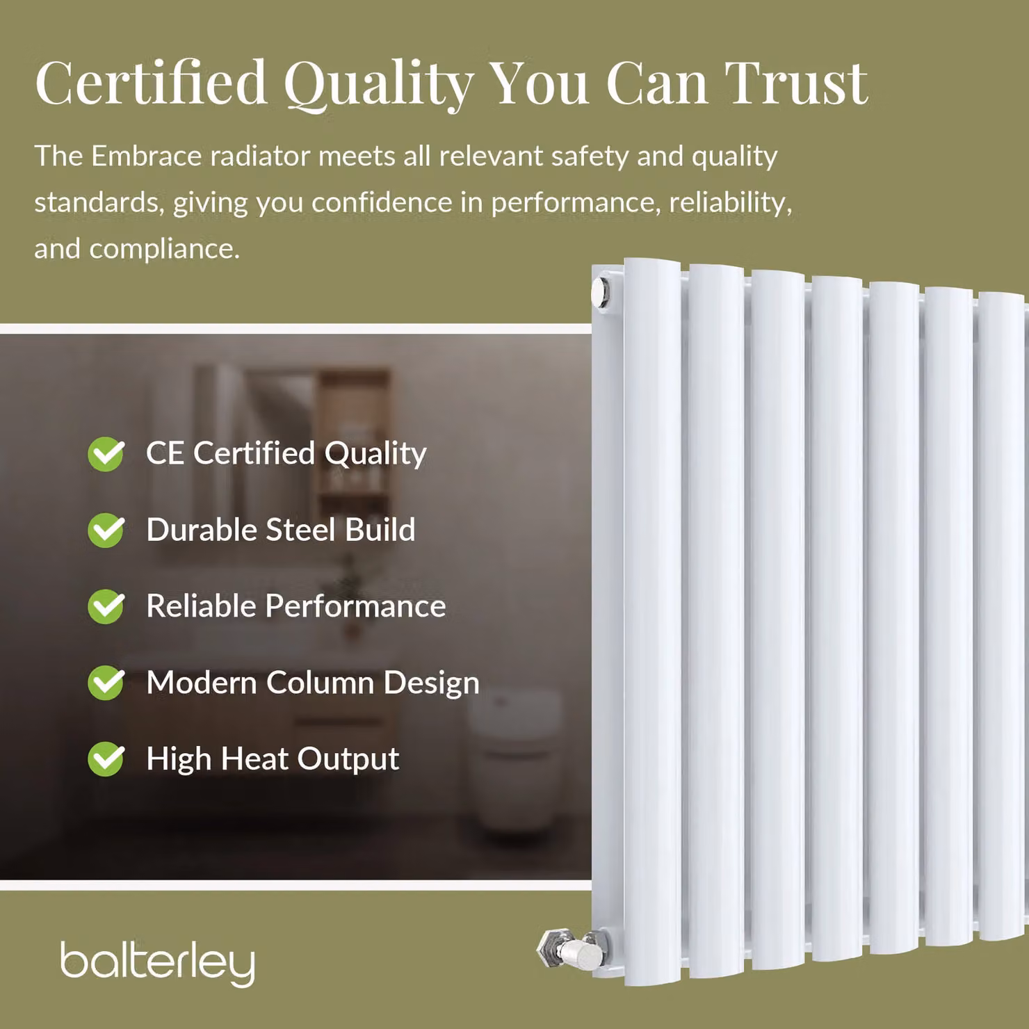 Balterley Embrace Horizontal Double Panel Radiator, Gloss White, W: 157.2 cm, H: 60 cm, D: 6 cm – 2