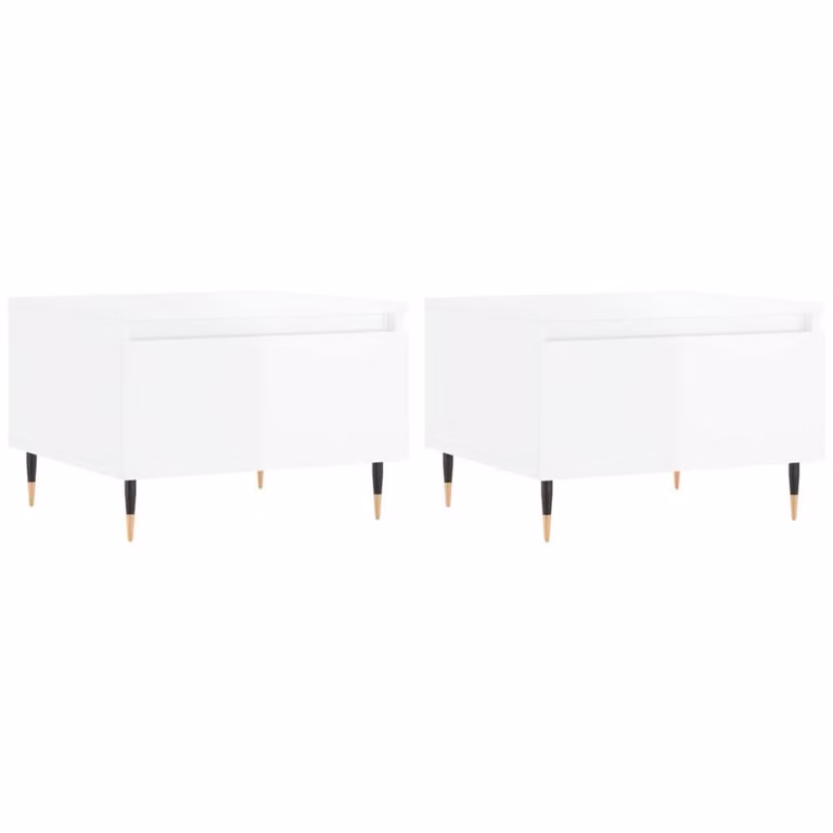 Berkfield Home Modern High Gloss White Nested Coffee Tables, Set of 2, W/D/H: 50 x 46 x 35 cm