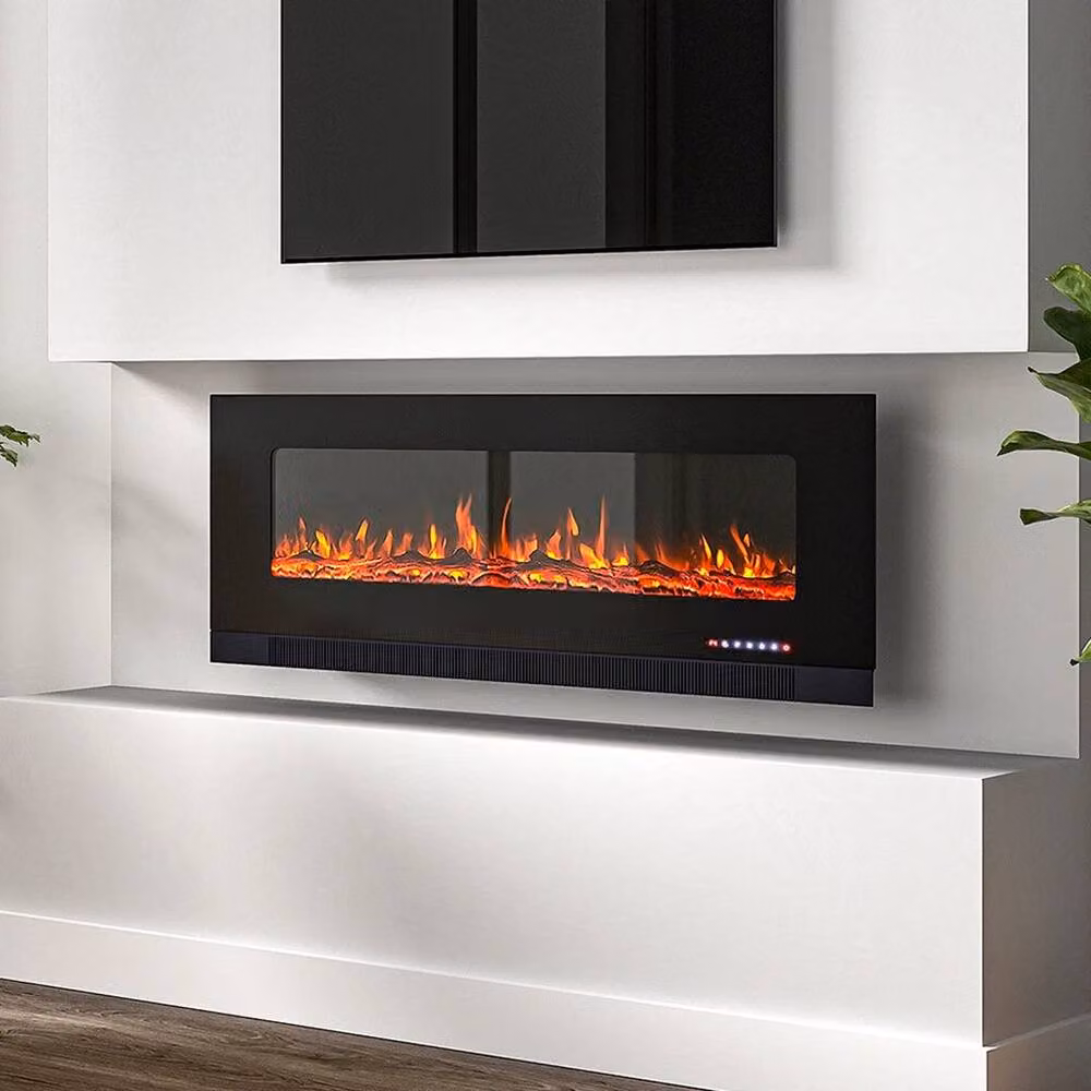 FORGEVIO 50 Inch Electric Fireplace Insert or Wall Mounted Unit with 12 LED Colours in Black – 5