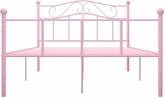 Berkfield Home Elegant Metal Bed Frame, Pink, W: 140 cm, H: 95 cm, D: 208 cm